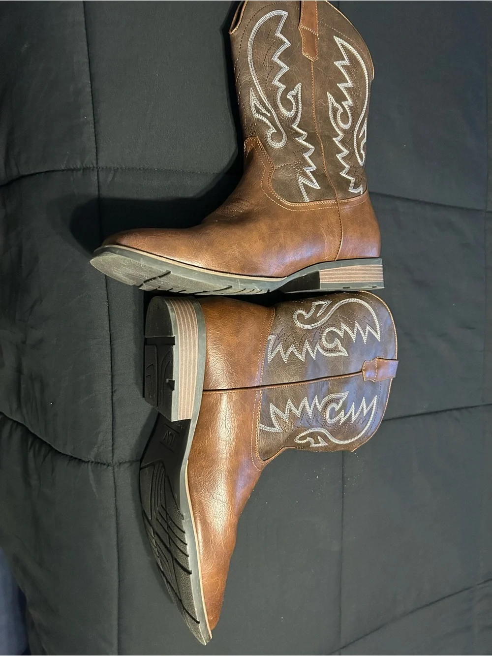 Brown Western Cowboy Boots with White Stitching